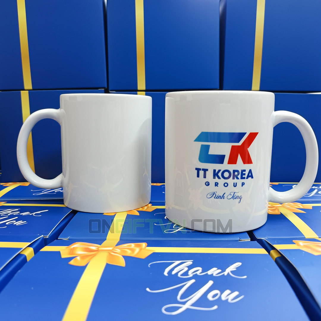 cốc sứ trắng logo TT KOREA