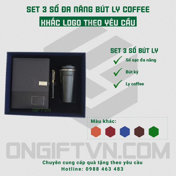 set sổ đa năng bút ly coffee