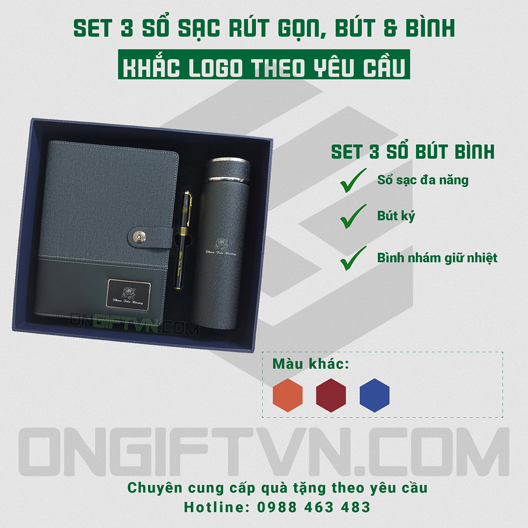 Set sổ sạc bút bình